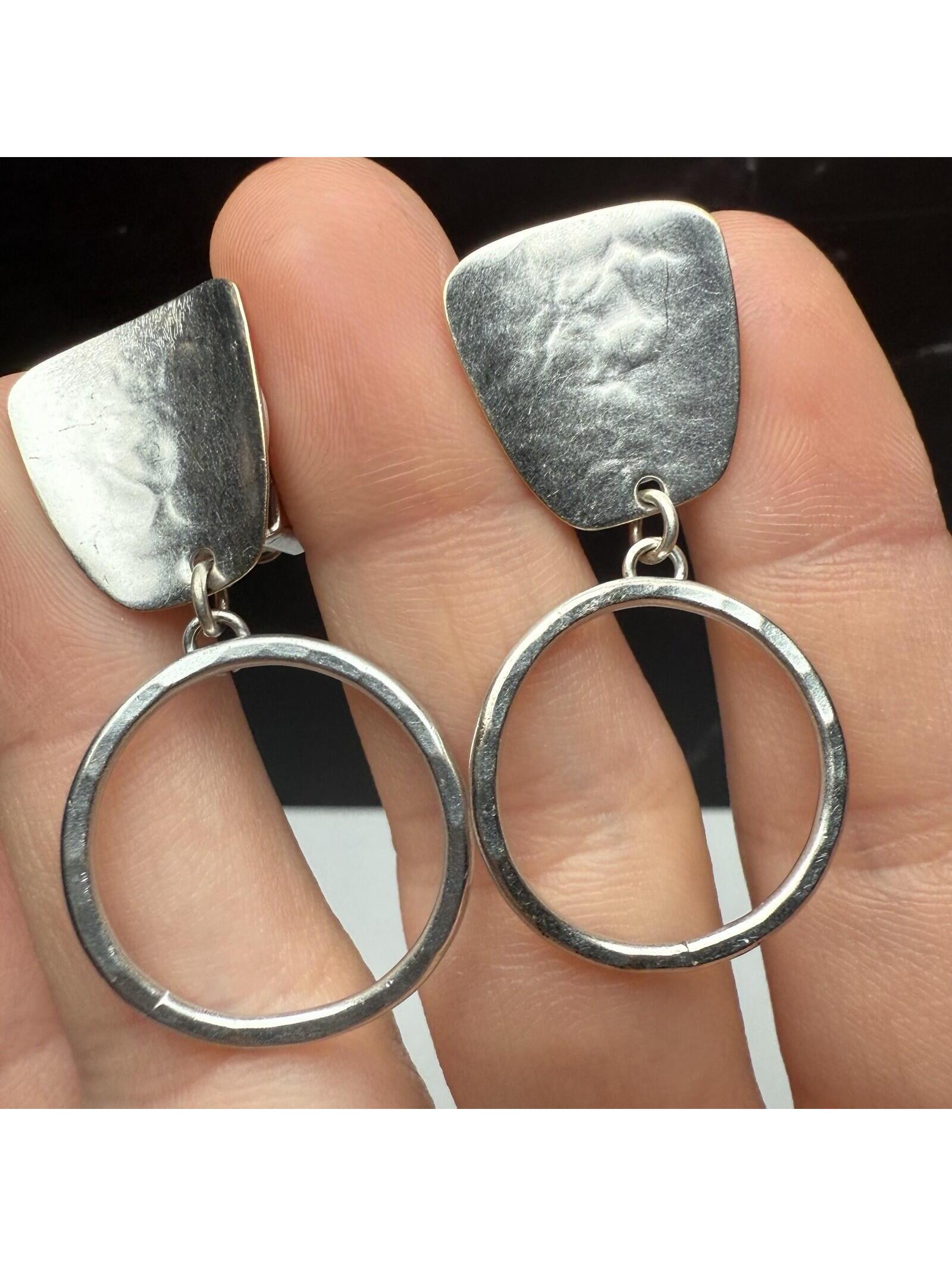 Marjorie Baer Artisan Dangle Drop Earrings Silver Tone Mb Sf Clip-On Modernist 33$